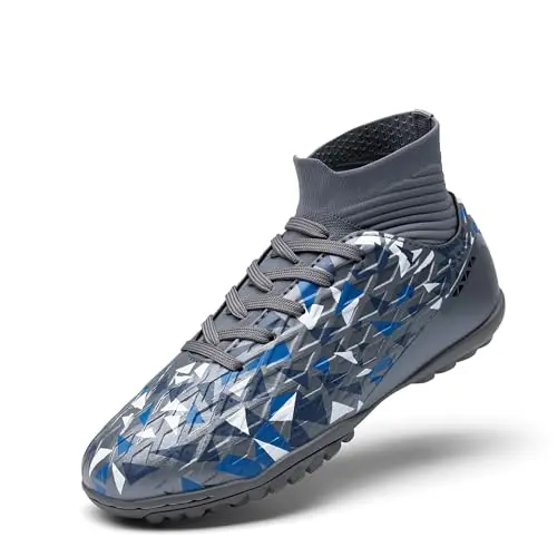 DREAM PAIRS boys girls high top indoor soccer shoes in grey