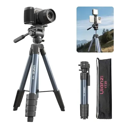ULANZI TT39 compact travel tripod with fluid head for smooth video panning.