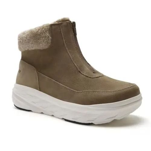 Khaki orthopedic winter boots for kids with arch support and wide width