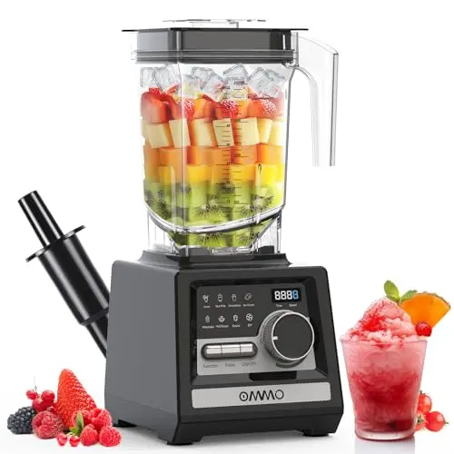 OMMO Peak1800W Blender in black with 68oz pitcher and control knob