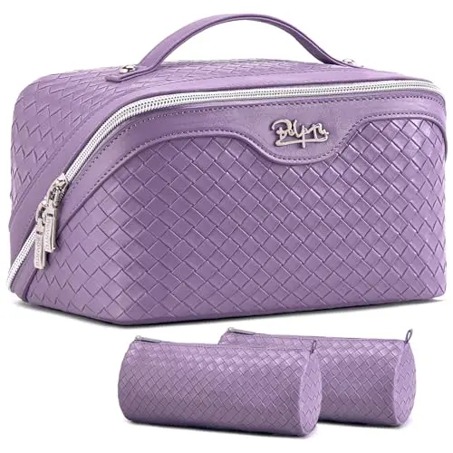BOYATU 3-piece makeup bag set with detachable pouches in gift box