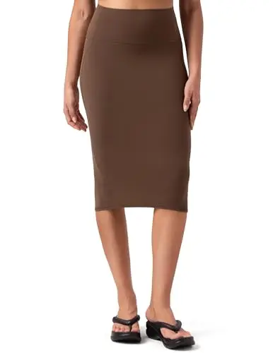 Colorfulkoala Dreamlux Midi Pencil Skirt in Cocoa color