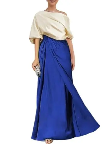 UOOZEE women's asymmetric maxi dress in blue