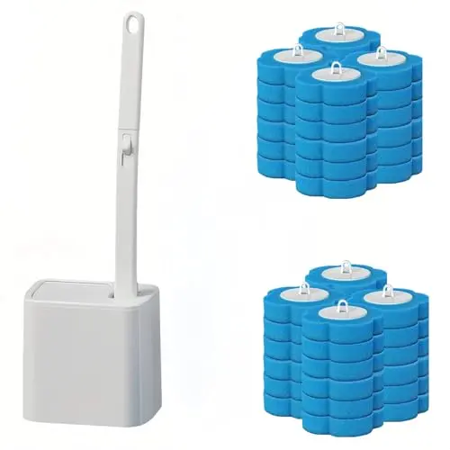 clowand disposable toilet brush system with automatic lid and 48 refills