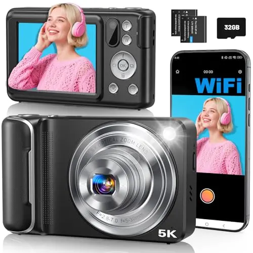 LECRAN 5K digital camera with telescopic lens and 2.8-inch touchscreen display