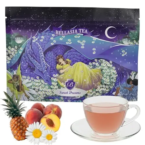 Bellasia Tea Sweet Dreams loose leaf tea with peach and pineapple pieces