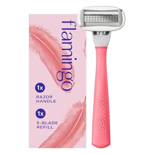 Flamingo Razors for women with pink handle and one razor blade refill