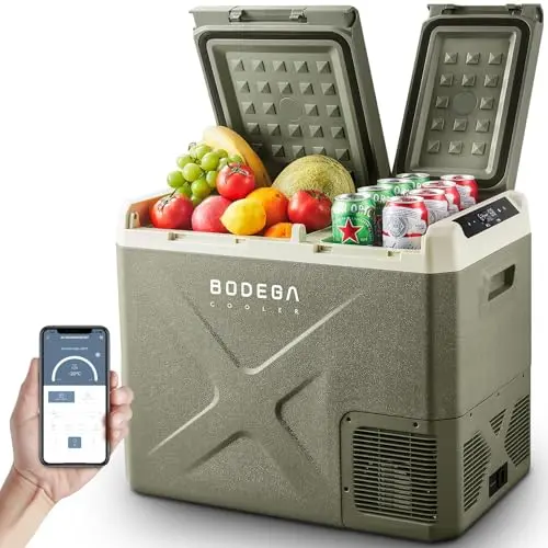 BODEGA 42QT dual zone car refrigerator in green for efficient travel use