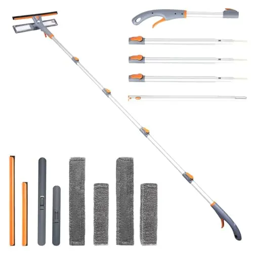 Eazer 3-in-1 spray window cleaner with detachable pole and misting bottle