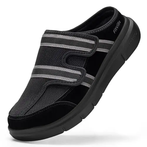 FitVille Wide Diabetic Slippers with mesh upper and adjustable strap