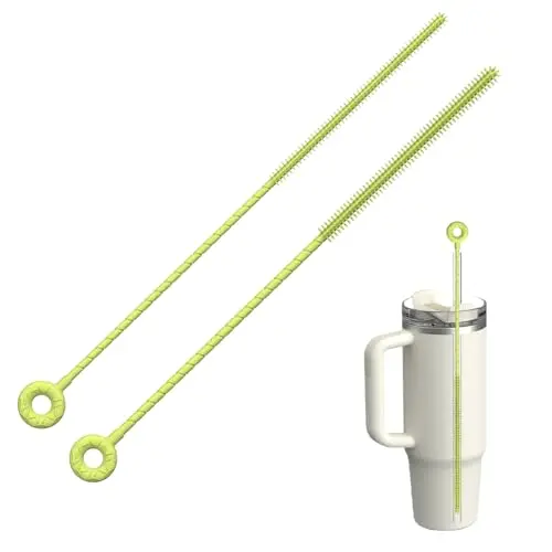 se7en silicone straw cleaner brush set with two brush sizes in green