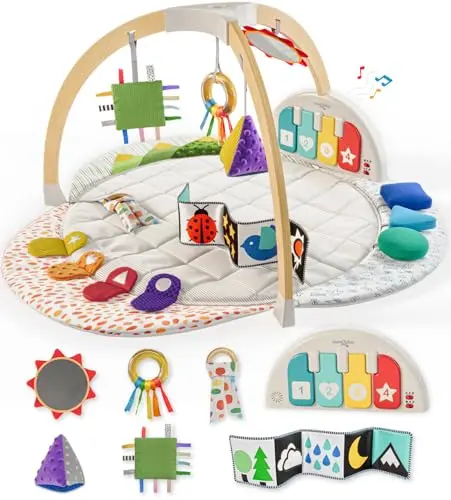 Move2Play Montessori-Inspired Wooden Interactive Baby Play Gym with piano