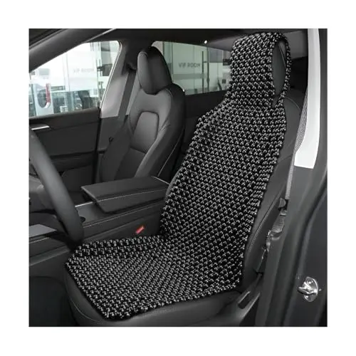 MTRPS Black Natural Wood Beaded Seat Cover laid out flat