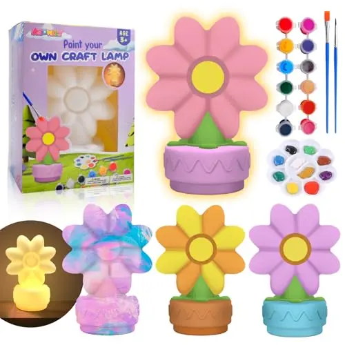 ASIOWELY 8-petal flower lamp painting kit with paints and brushes