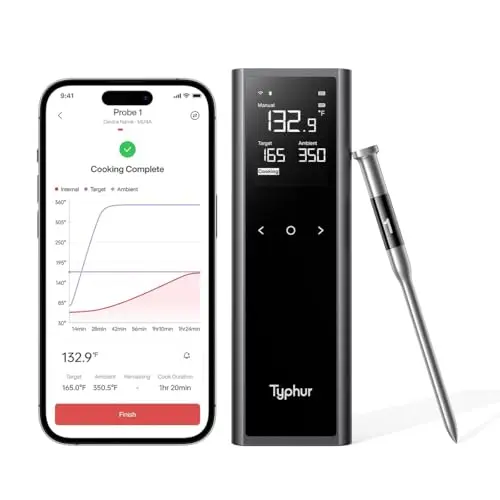 Typhur Sync One Gen 2 smart wireless meat thermometer with one probe and a compact base