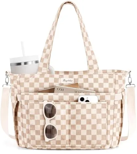 Bagstellar soft corduroy tote bag with 17 pockets