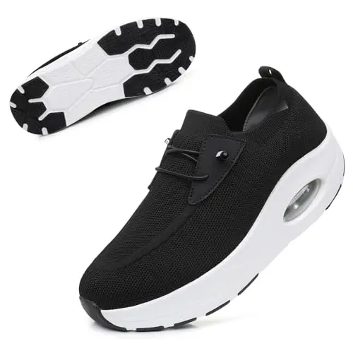 Git-up women's wide toe box walking shoes in black
