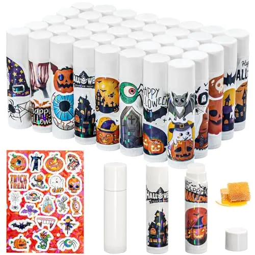 Yopela 40-pack unlabeled lip balm with Halloween stickers