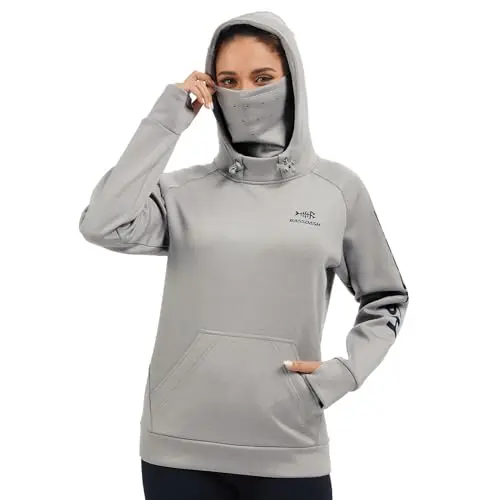 Bassdash women's fleece fishing hoodie with neck gaiter and water resistance