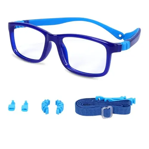 BiBiBear Bluelight Kids Glasses with a blue TR90 frame