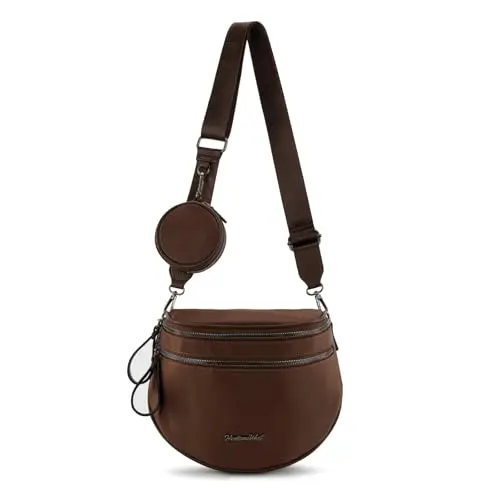 Large solid color nylon bum bag with a wide adjustable strap and a detachable coin purse