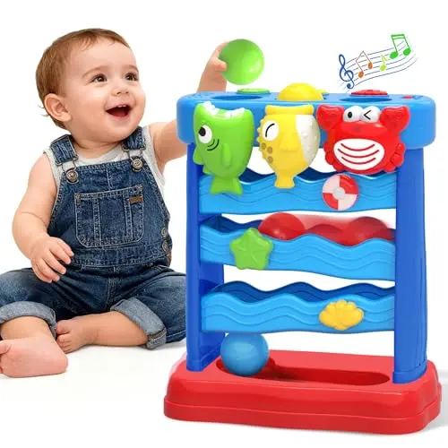 YEGEER musical feeding toy with fish and balls for toddlers
