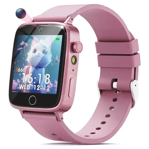 NBKLS pink smart watch for kids with colorful display