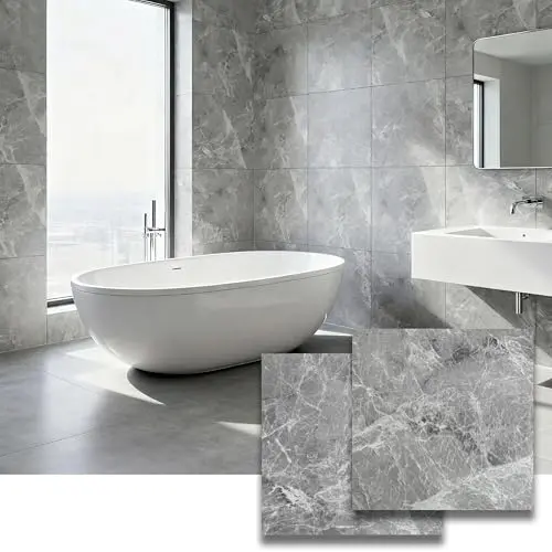 VIVIDCOZYTILE Athens Grey Stone marble look vinyl tiles