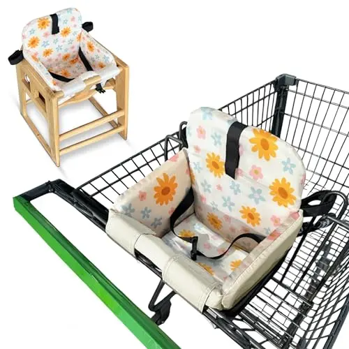 Floral pattern shopping cart cover with sturdy sides and adjustable Velcro straps