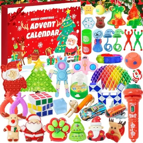 Fidget toy advent calendar with 24 doors revealing various sensory toys