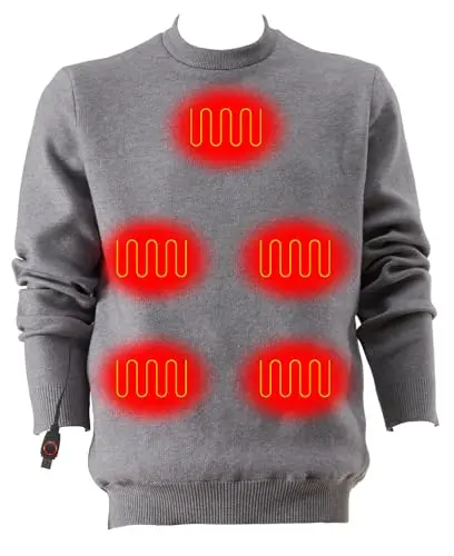 MYI Heated Pullover Sweater product image showing gray design and heating zones