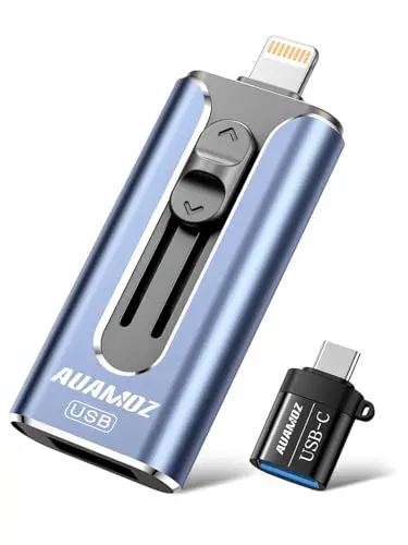 AUAMOZ 256GB blue flash drive for iPhone and Android