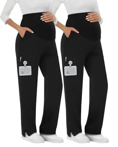 Sweetyweee two-pack of black maternity scrub pants