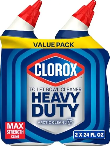 Clorox Heavy Duty Toilet Bowl Cleaner bottle with blue gel and Arctic Clean scent