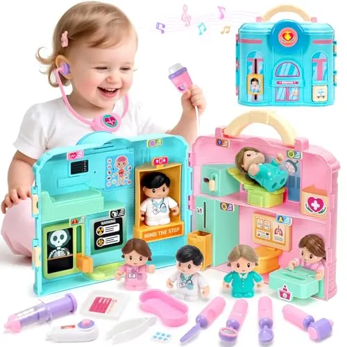 Toidgy doctor pretend play kit for toddlers with carrying case and tools