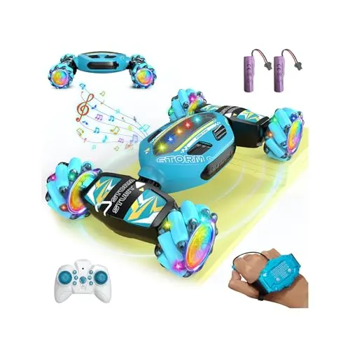 JSDOOGOO sky blue gesture sensing RC stunt car with transforming body