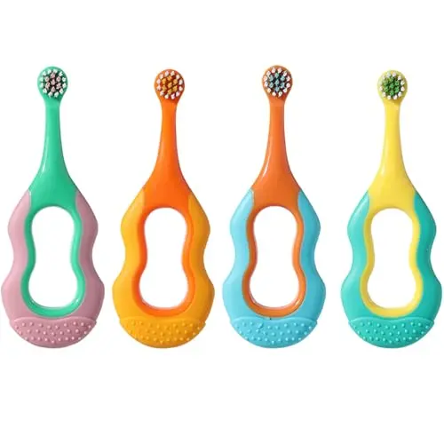 onluckdeer baby toothbrush 4-pack with calabash-shaped handles