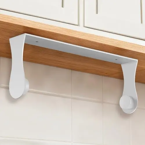Smipam white aluminum under-cabinet paper towel holder mounted in a kitchen