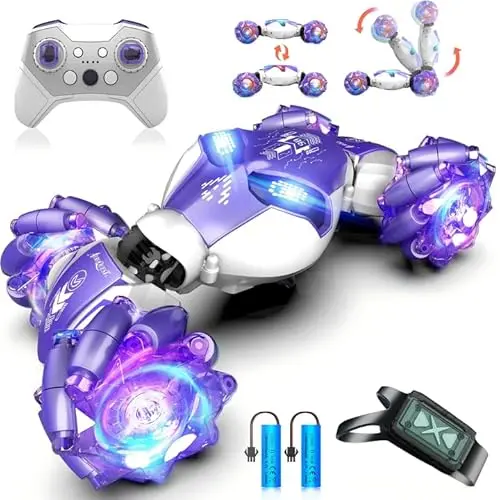 AEROQUEST purple gesture-sensing RC stunt car with light-up spine