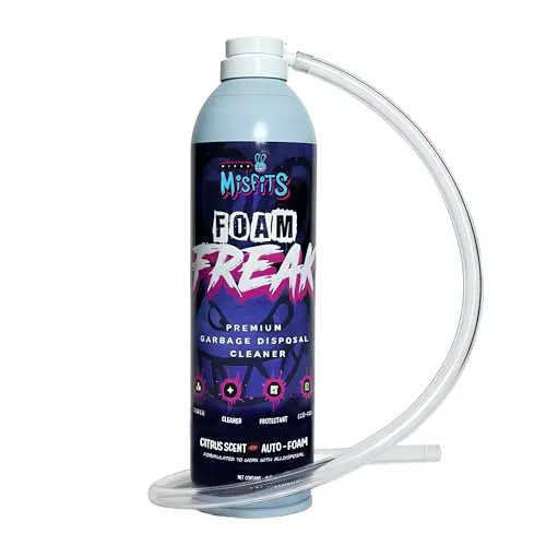 Micro Misfits foaming garbage disposal cleaner can with a long application hose.