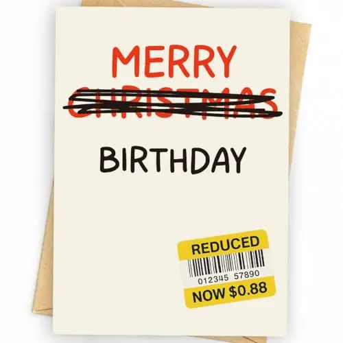 WowBefun funny December birthday card with holiday-themed illustration and text