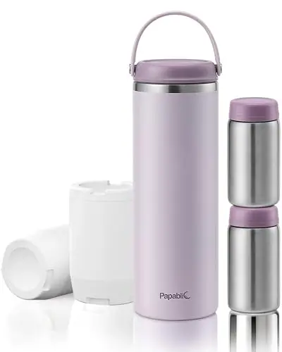 Papablic 360 CapsuleChill Breastmilk Cooler in lilac purple with stainless steel bottles