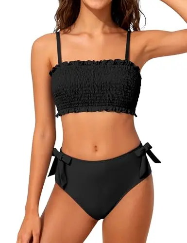 MIGU girls black bikini set with adjustable straps and chest pad