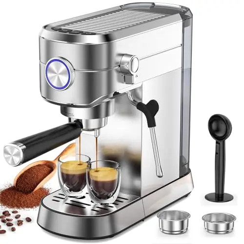 COWSAR Stainless Steel Espresso Machine with milk frother