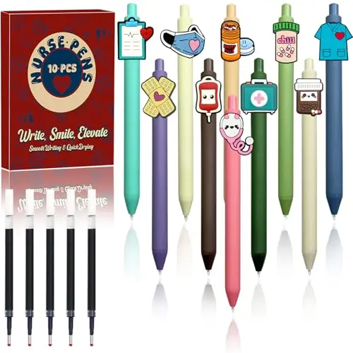 JIZHIYUAN set of ten vintage-style black nurse pens