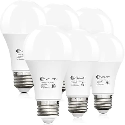 evelor A19 LED light bulbs in daylight white, 6-pack