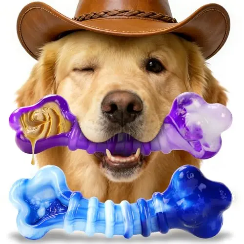 Purple and blue bone-shaped Kseroo dog chew toys
