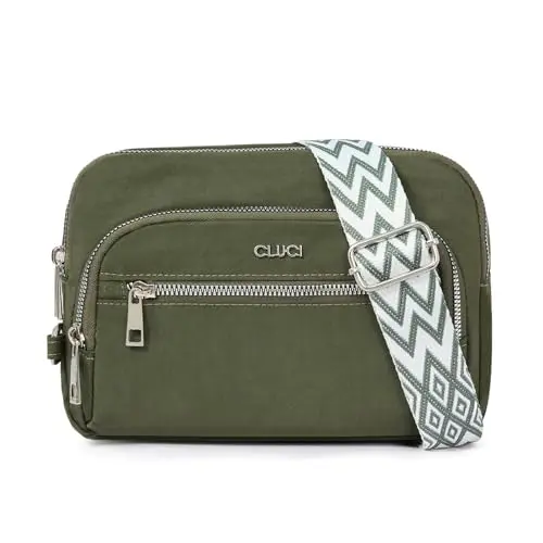 CLUCI Nylon Anti-Theft Crossbody Bag showing multiple zippers and pockets