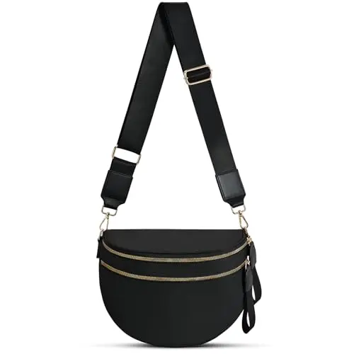 BECOKAN checkered nylon crossbody bag with expandable bottom