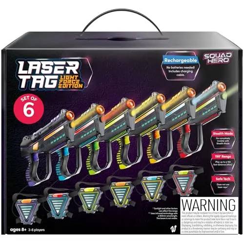 Squad Hero Light Force laser tag set with six blasters and six vests